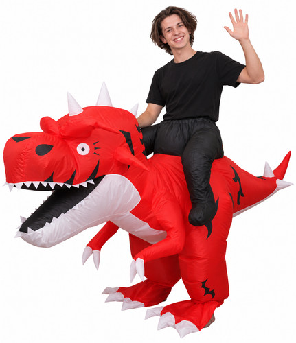 Inflatable red dinosaur ride - dinosaur,
